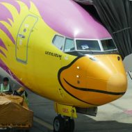 タイのLCC「ノックエア」(Nok Air)の鳥の塗装が施された機体