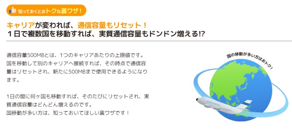 jetfiは国が変わると通信量もリセットされる