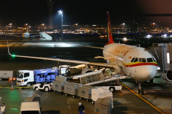 羽田空港に駐機する天津航空