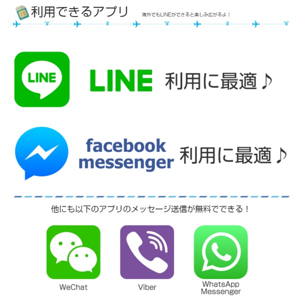 「海外ローミング放題SIM」はLINEやMessengerのテキストが使い放題