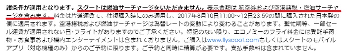 スクートのセール価格は空港使用料・燃油サーチャージを含んだ金額でお得(HPより)